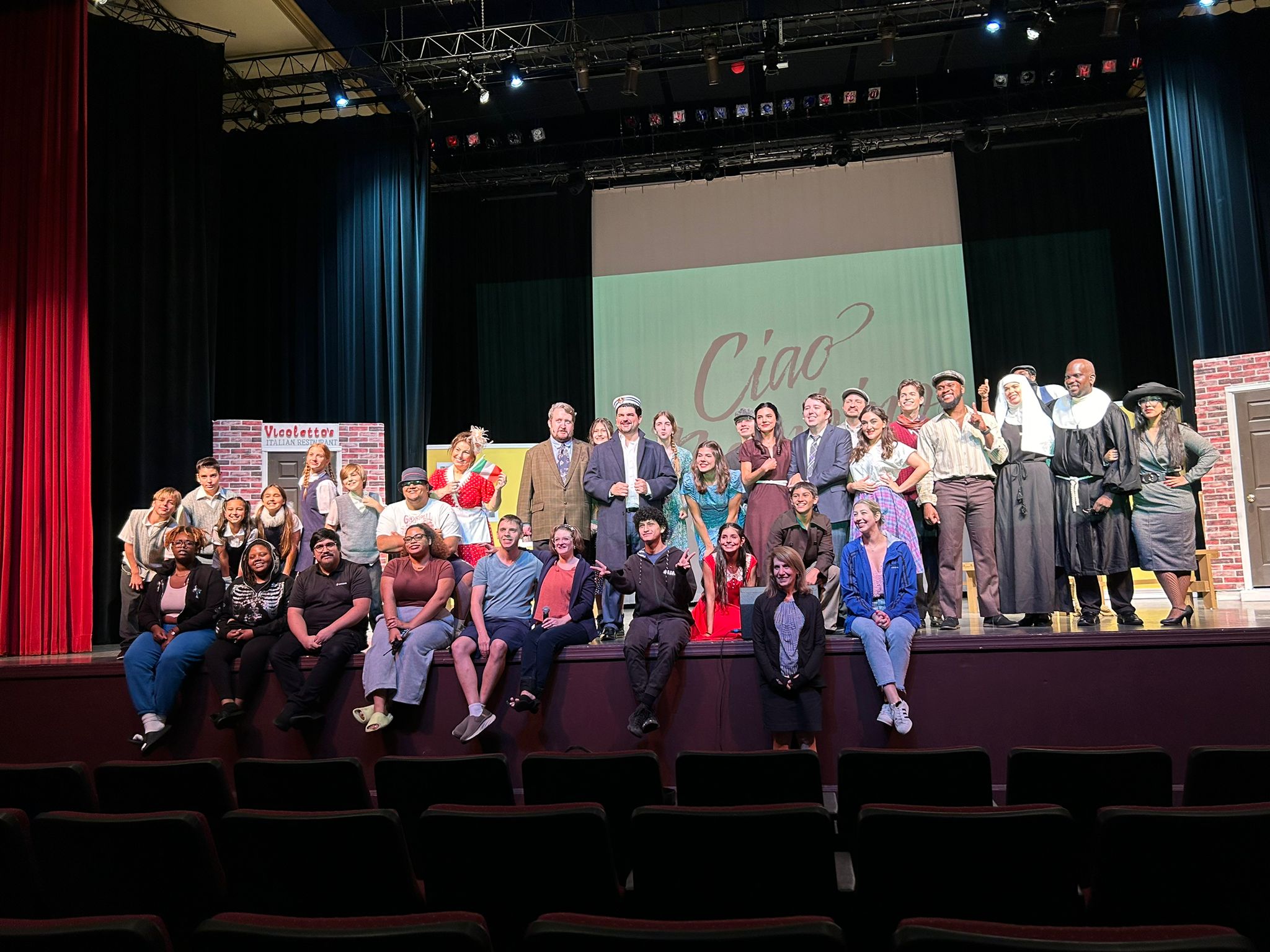 The full company of Ciao Bambino on stage